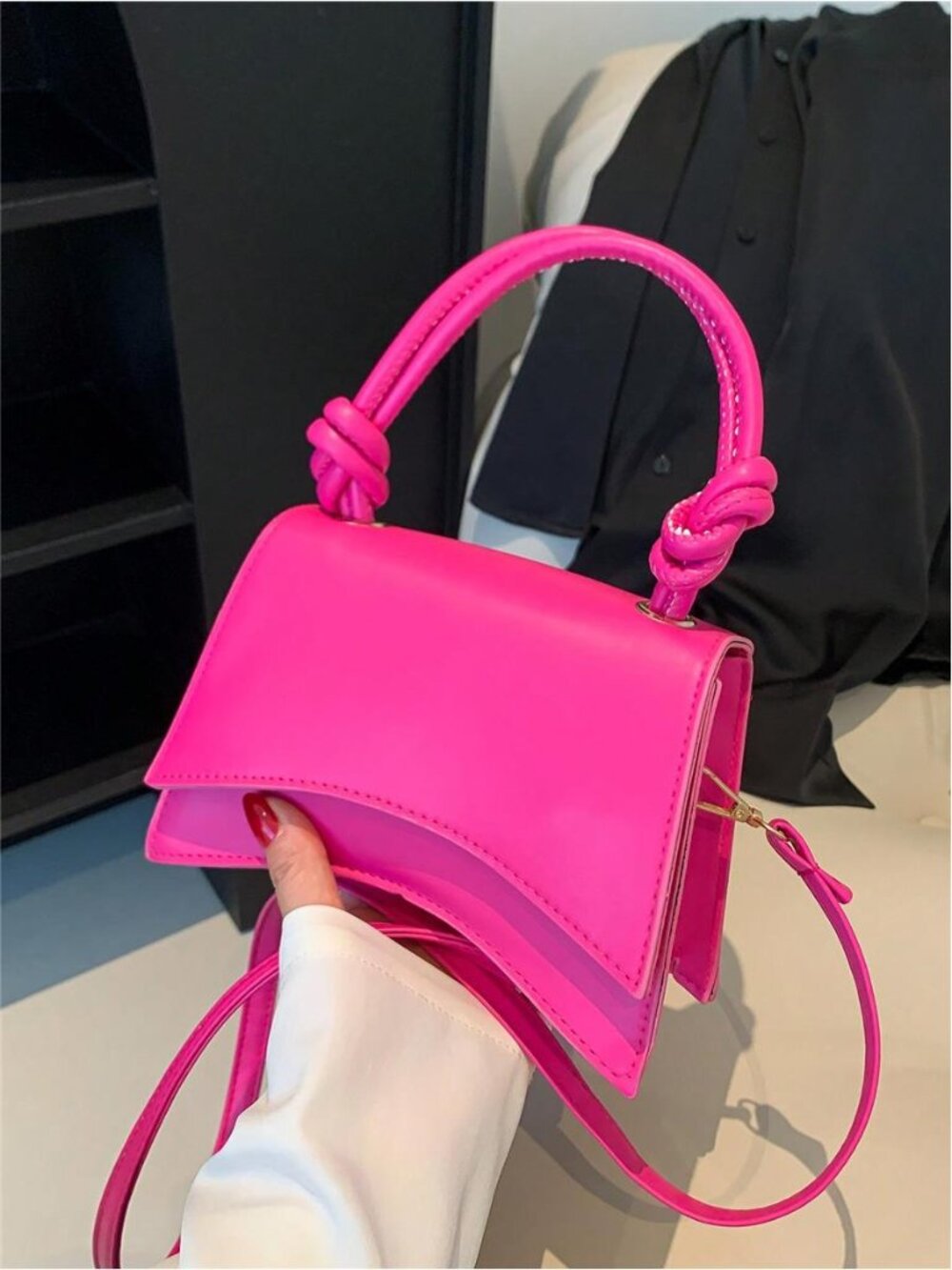 Fashionable & Elegant Solid Color Handbag & Shoulder Bag